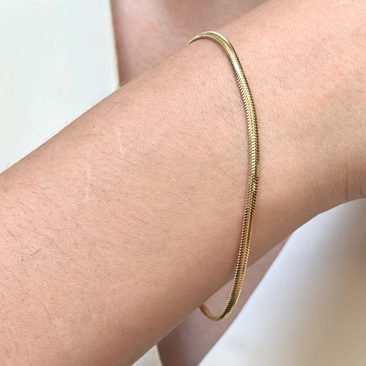 Pulso Panza de Víbora Oro Sólido 14 Kilates 3 mm
