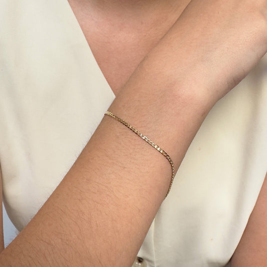 Pulso de Oro 10K Kilates Tejido Barbado 2 MM 18 CM