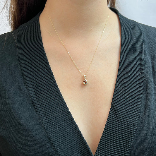 Juego Aretes y Collar Nudos Oro Florentino 14 Kilates