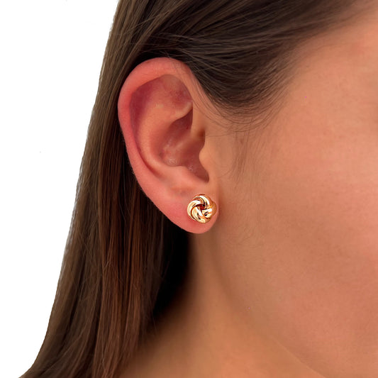 ARETES ORO AMARILLO 14 KILATES NUDO MEDIANOS