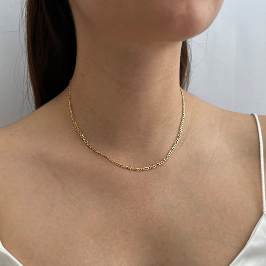 Cadena De Oro Italiano 10 Kilates Figaro  3x1 40 CM / 2.5 MM