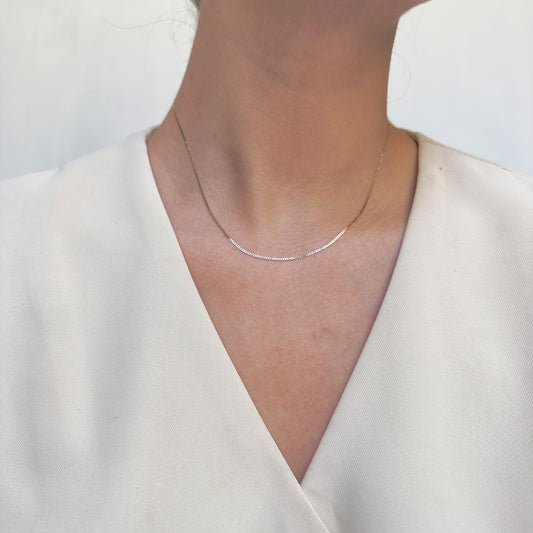 CADENA ORO 14K KILATES TEJIDO MARINERO ESPEJO  1 MM