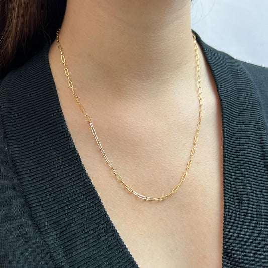 Cadena Gargantilla De Oro 14 Kilates Diseño Eslabón Inglés / Clips 2.2 MM