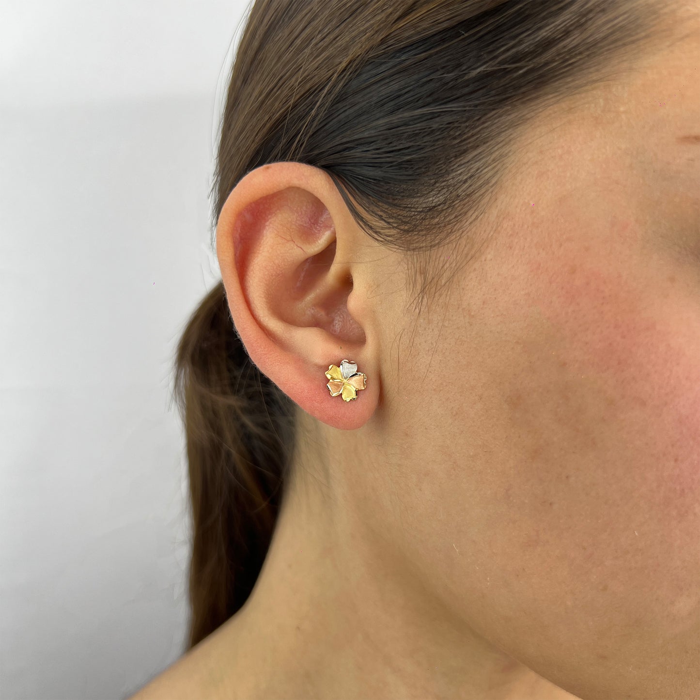 Aretes Oro Florentino Italiano 14 Kilates Flores Hawaii