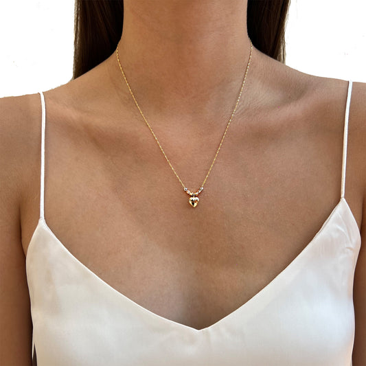 Gargantilla Oro 14 Kilates Corazón Esferas Semanario