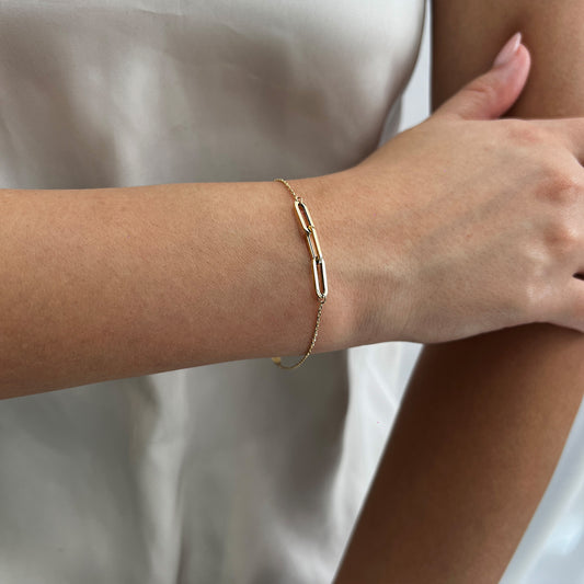 Pulso De Oro Sólido 10 Kilates Eslabón inglés 3 Eslabones