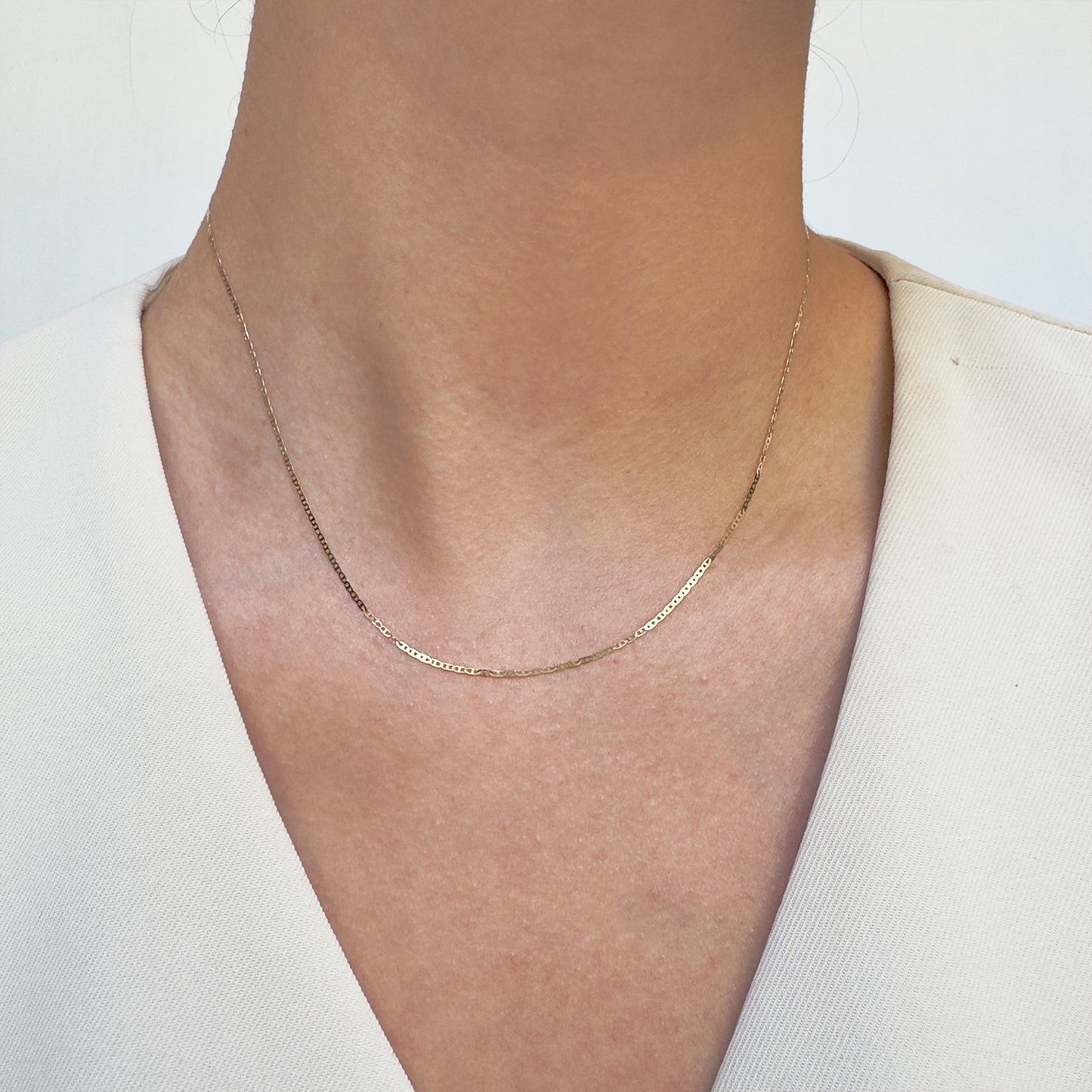CADENA ORO 14K KILATES TEJIDO MARINERO ESPEJO 1 MM
