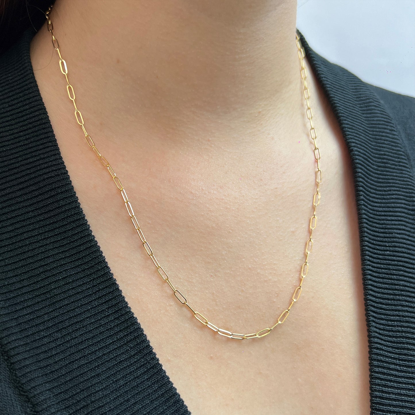 Cadena Gargantilla De Oro 14 Kilates Diseño Eslabón Inglés / Clips 2.2 MM
