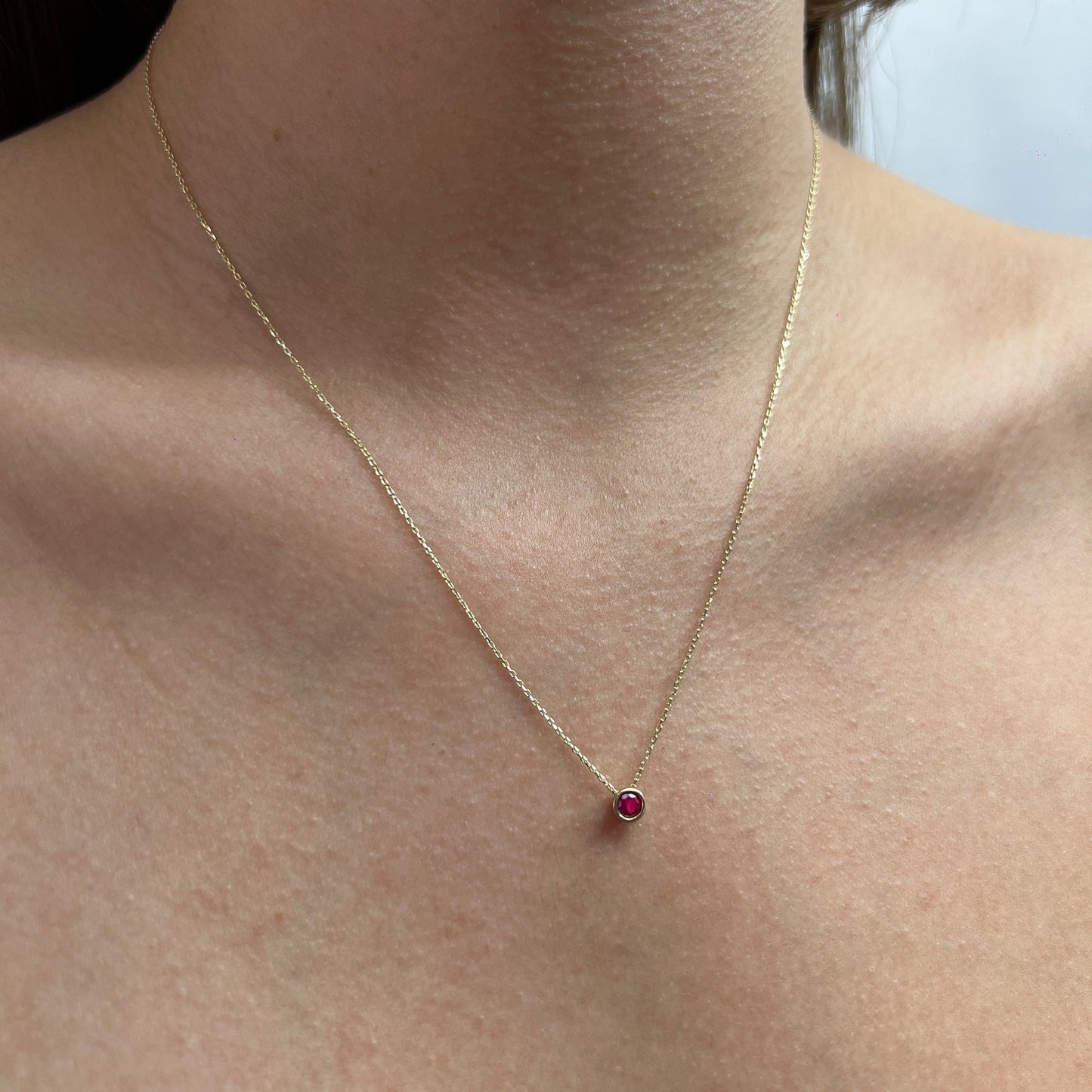 Collar Gargantilla De Oro Sólido 10 Kilates Dije Rojo Rubí