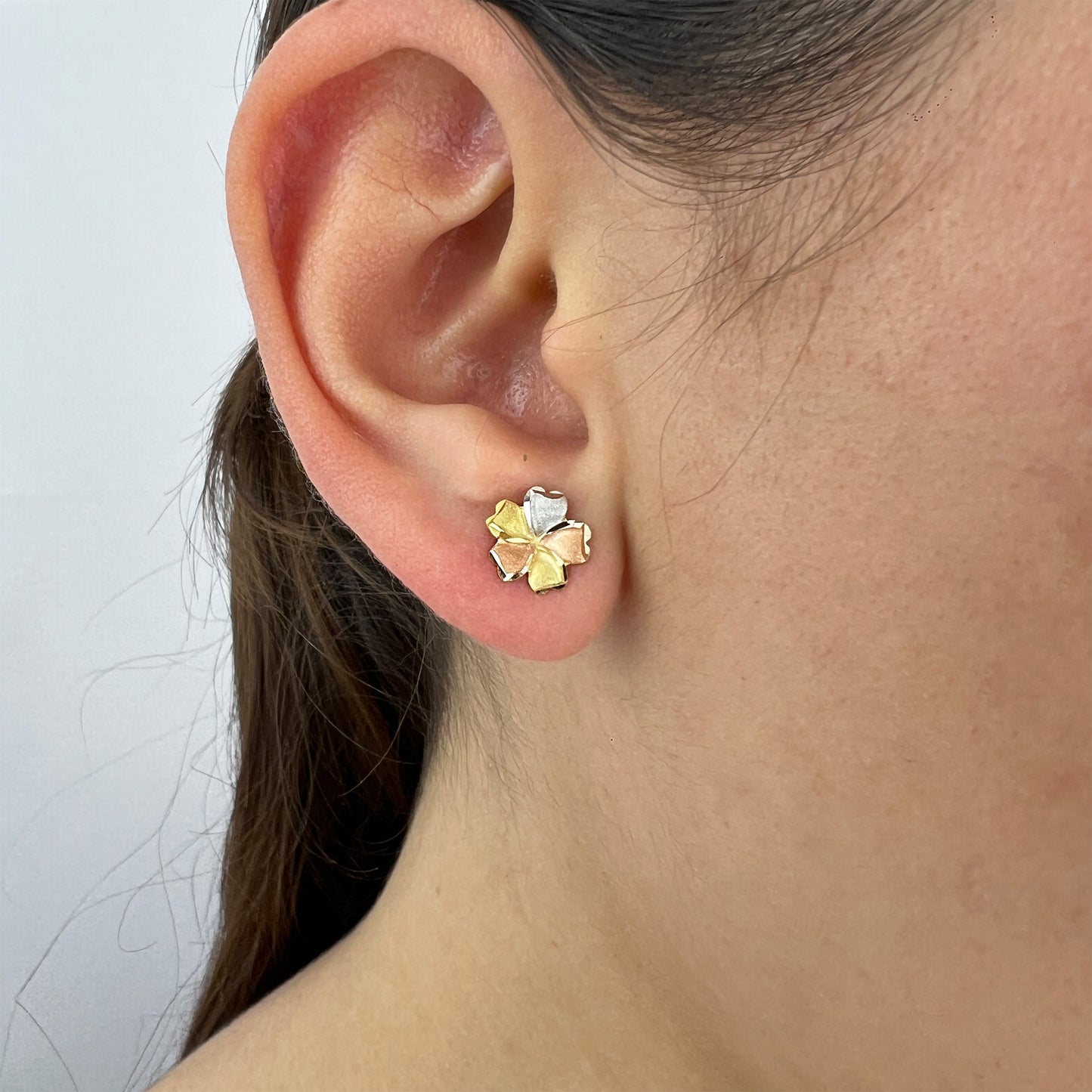 Aretes Oro Florentino Italiano 14 Kilates Flores Hawaii