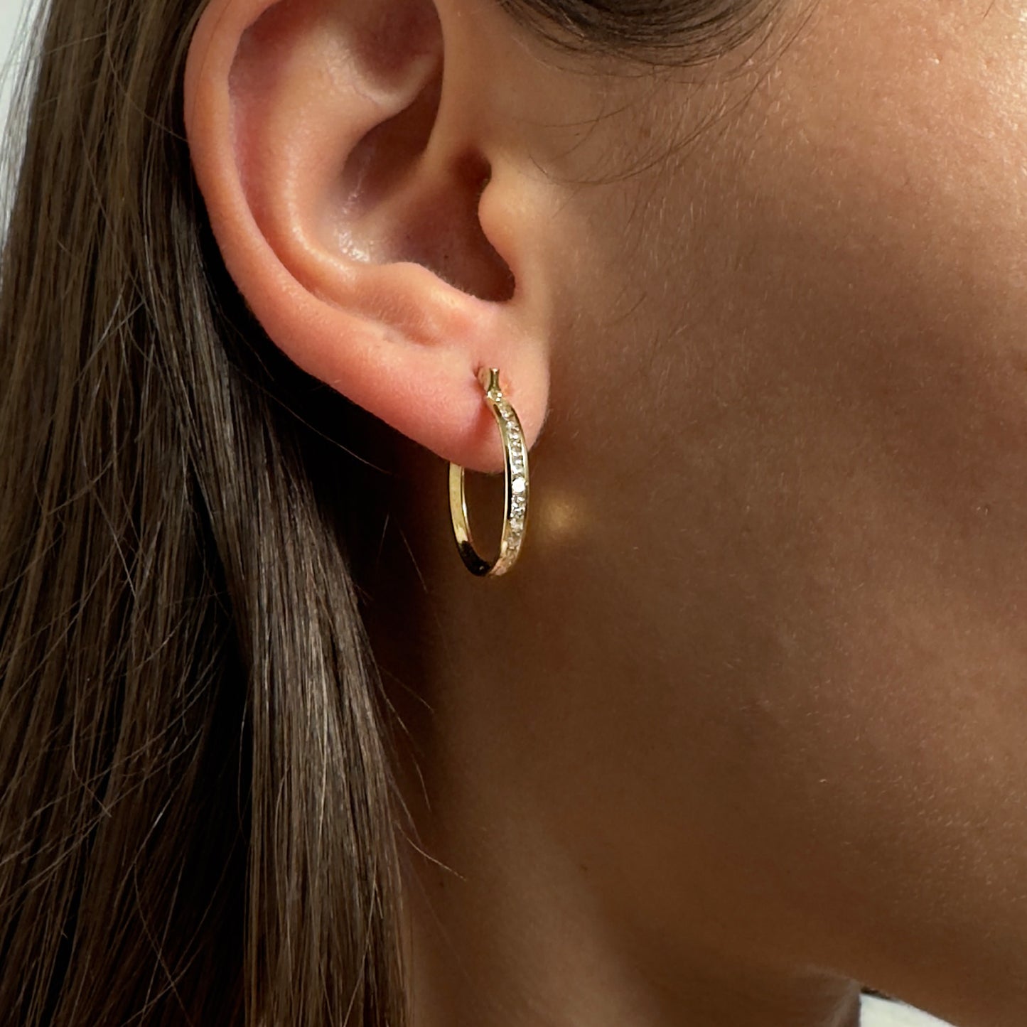 ARETES ARRACADAS DE ORO 10 KILATES CON PIEDRAS 1.9 CM