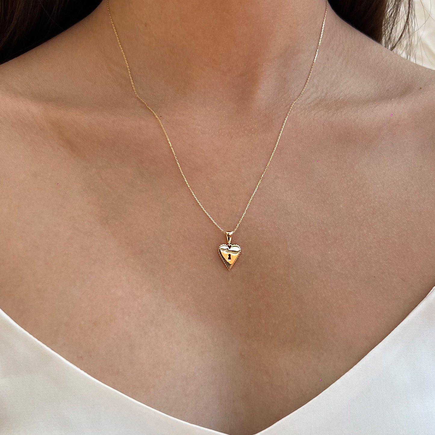Gargantilla Corazón Cerradura Oro 14 Kilates