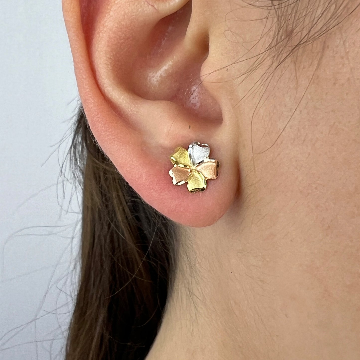 Aretes Oro Florentino Italiano 14 Kilates Flores Hawaii