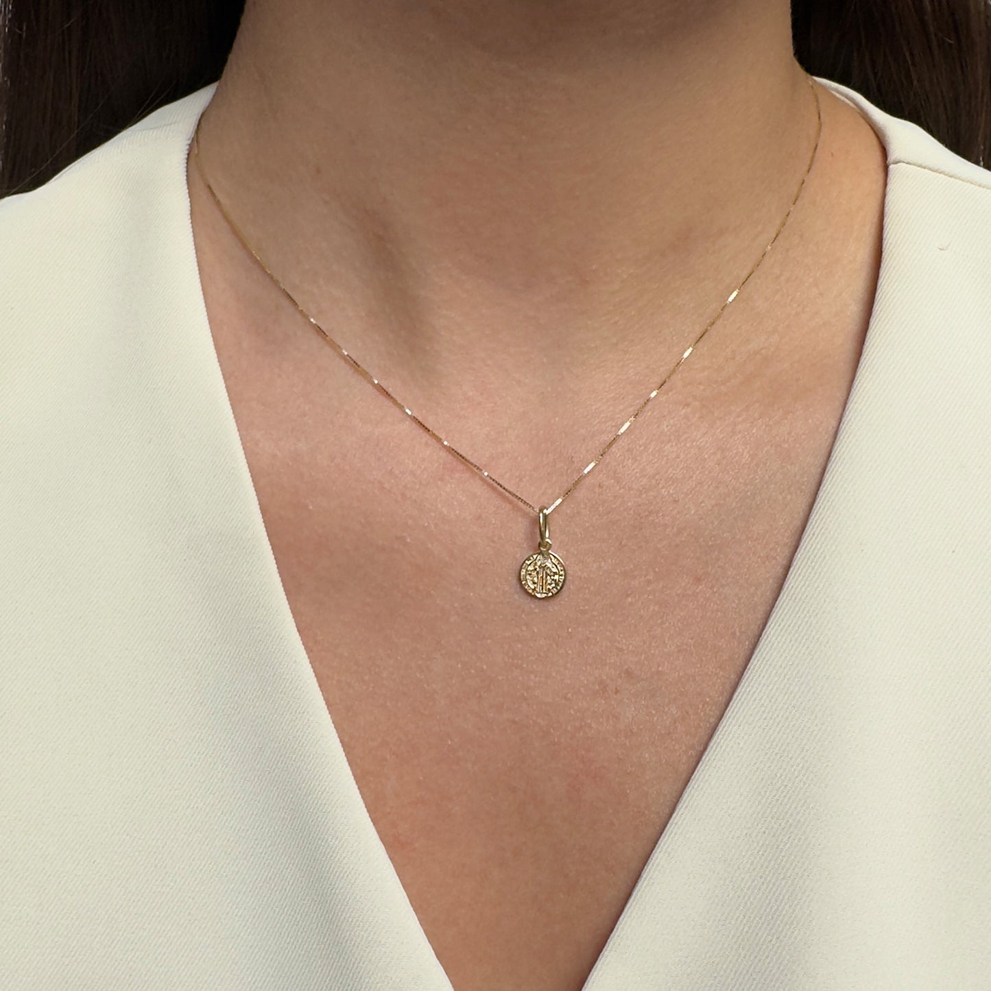 DIJE MEDALLA DE ORO 14K KILATES DISEÑO SAN BENITO 0.84 CM