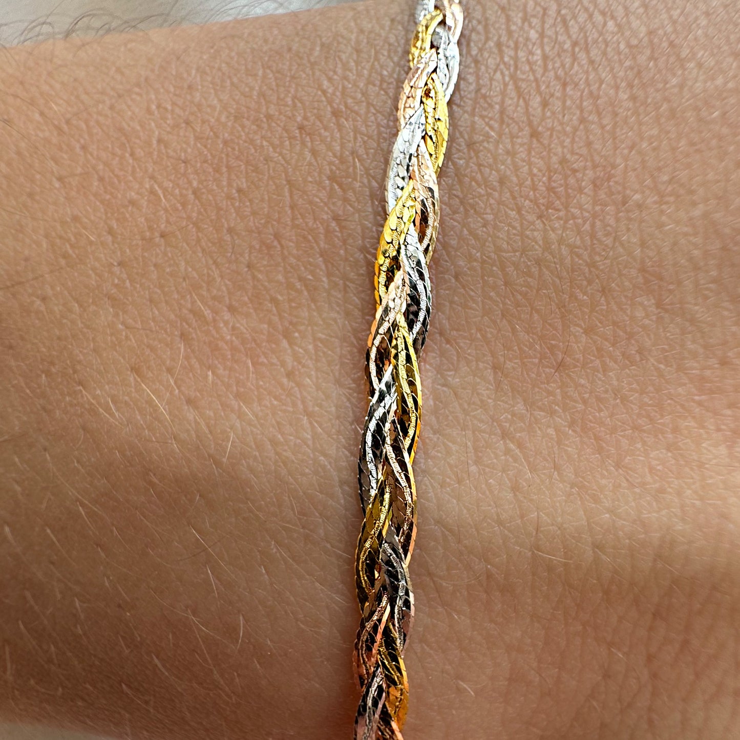 Juego Cadena y Pulso Trenzado Oro Florentino 14 Kilates