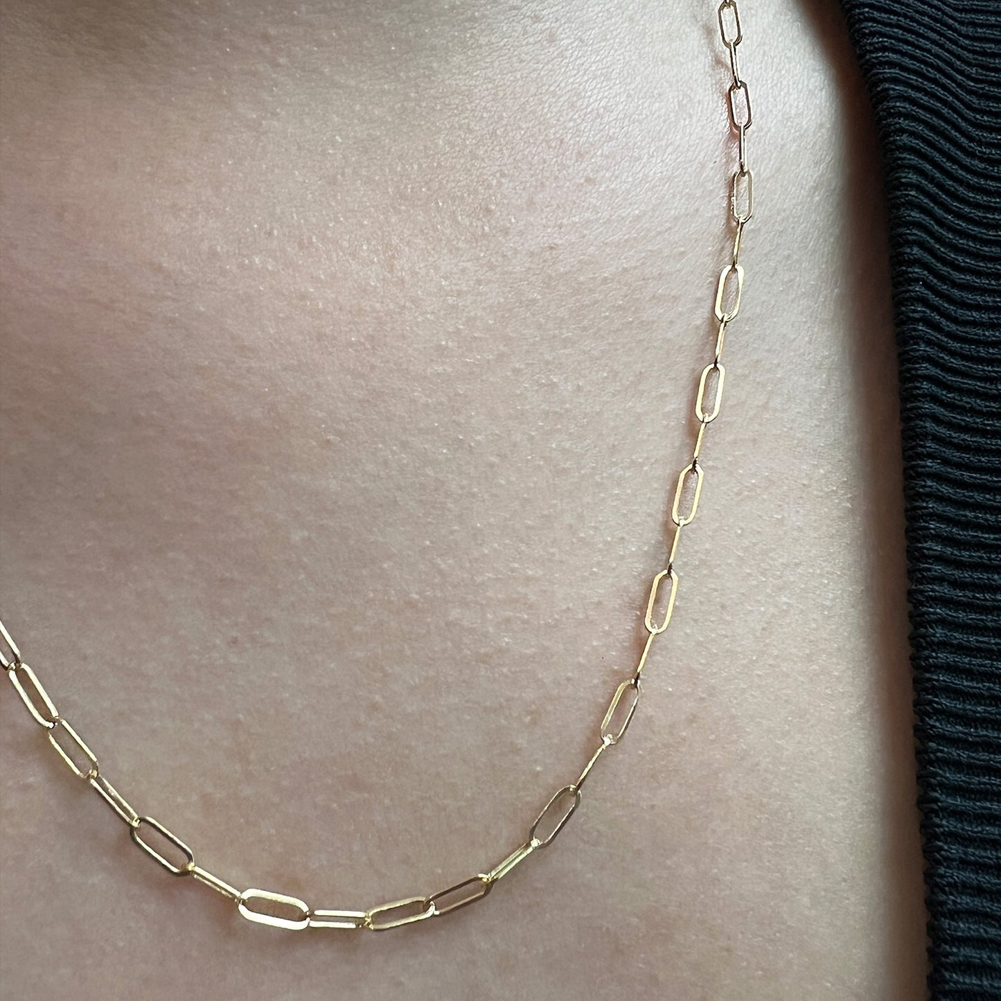 Cadena Gargantilla De Oro 14 Kilates Diseño Eslabón Inglés / Clips 2.2 MM