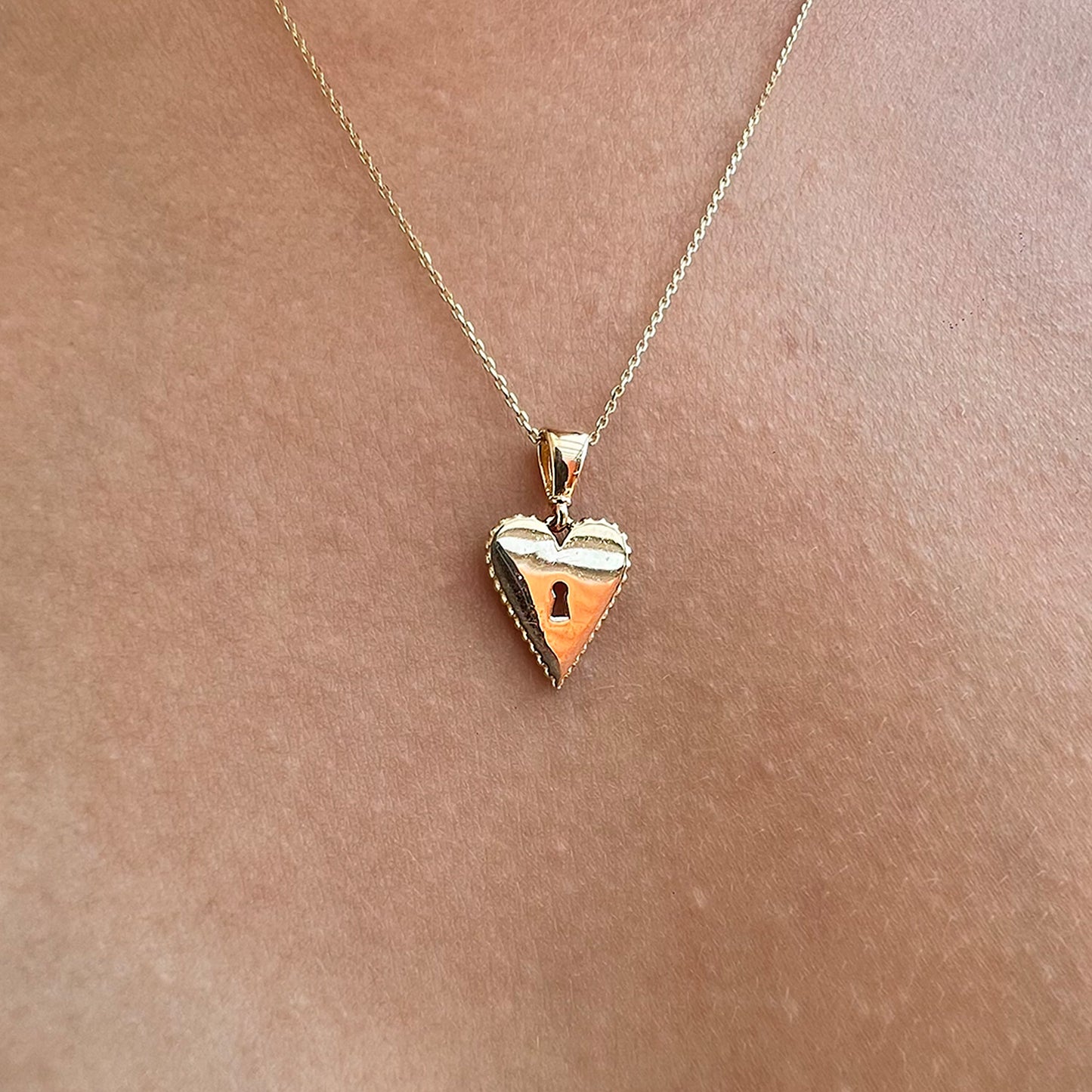 Gargantilla Corazón Cerradura Oro 14 Kilates