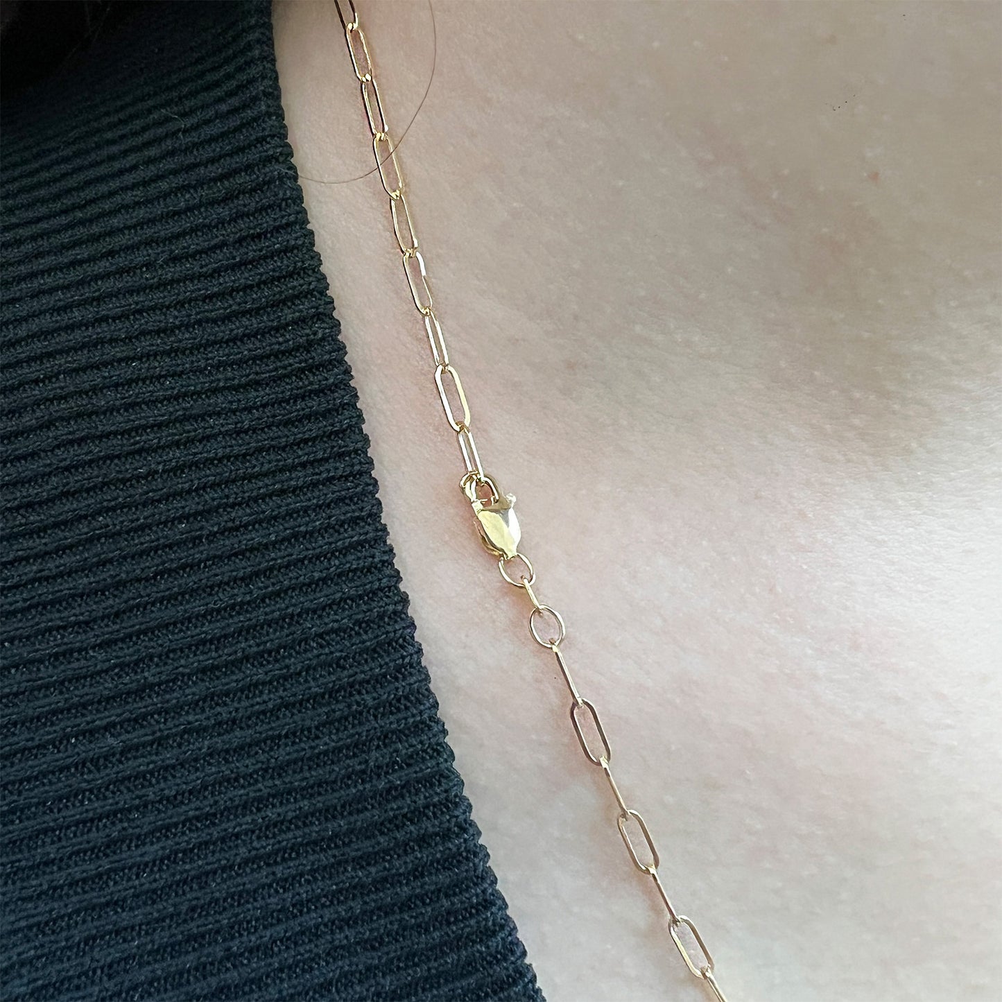 Cadena Gargantilla De Oro 14 Kilates Diseño Eslabón Inglés / Clips 2.2 MM