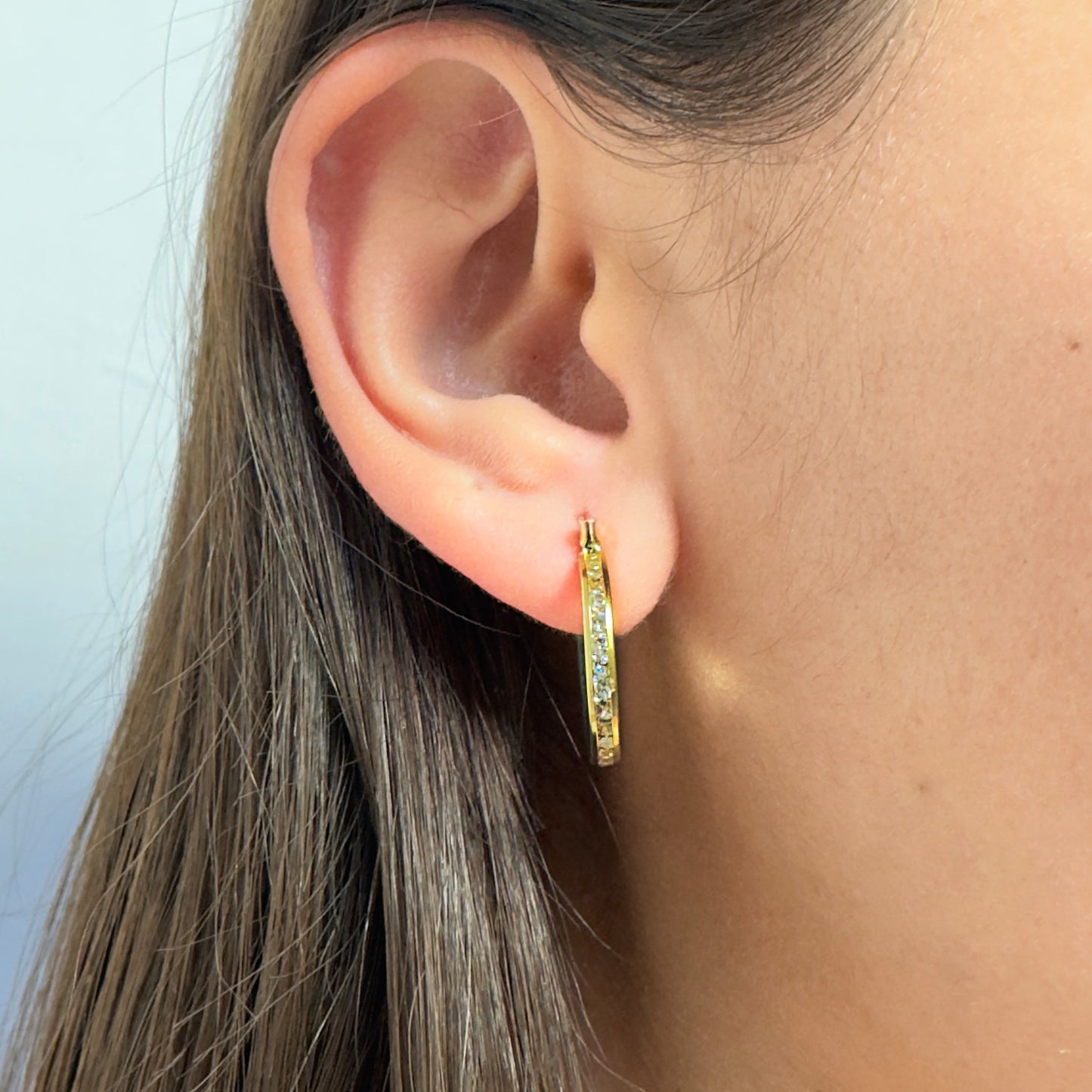 ARETES ARRACADAS DE ORO 10 KILATES CON PIEDRAS 1.9 CM