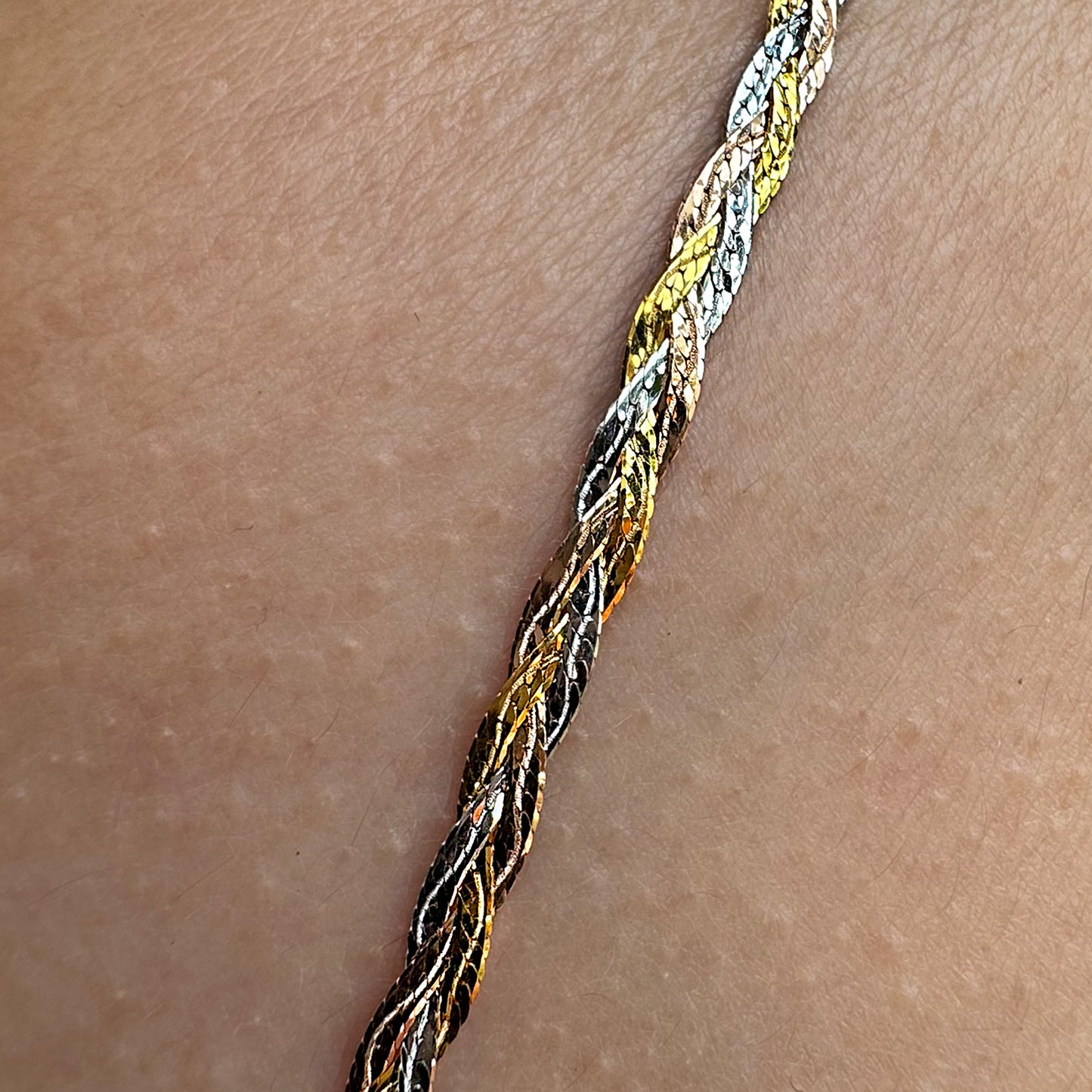 Juego Cadena y Pulso Trenzado Oro Florentino 14 Kilates