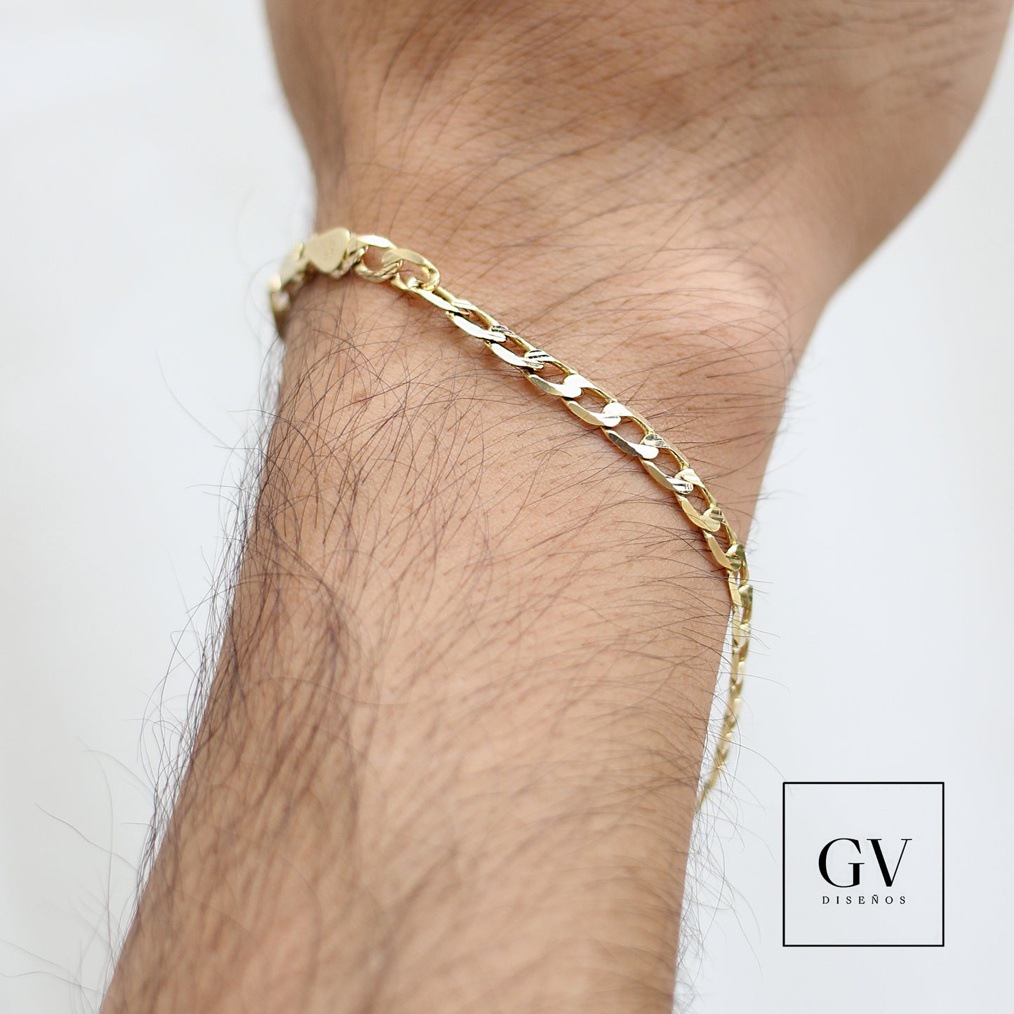 Pulso Barbado Italiano de Oro Amarillo 14 Kilates