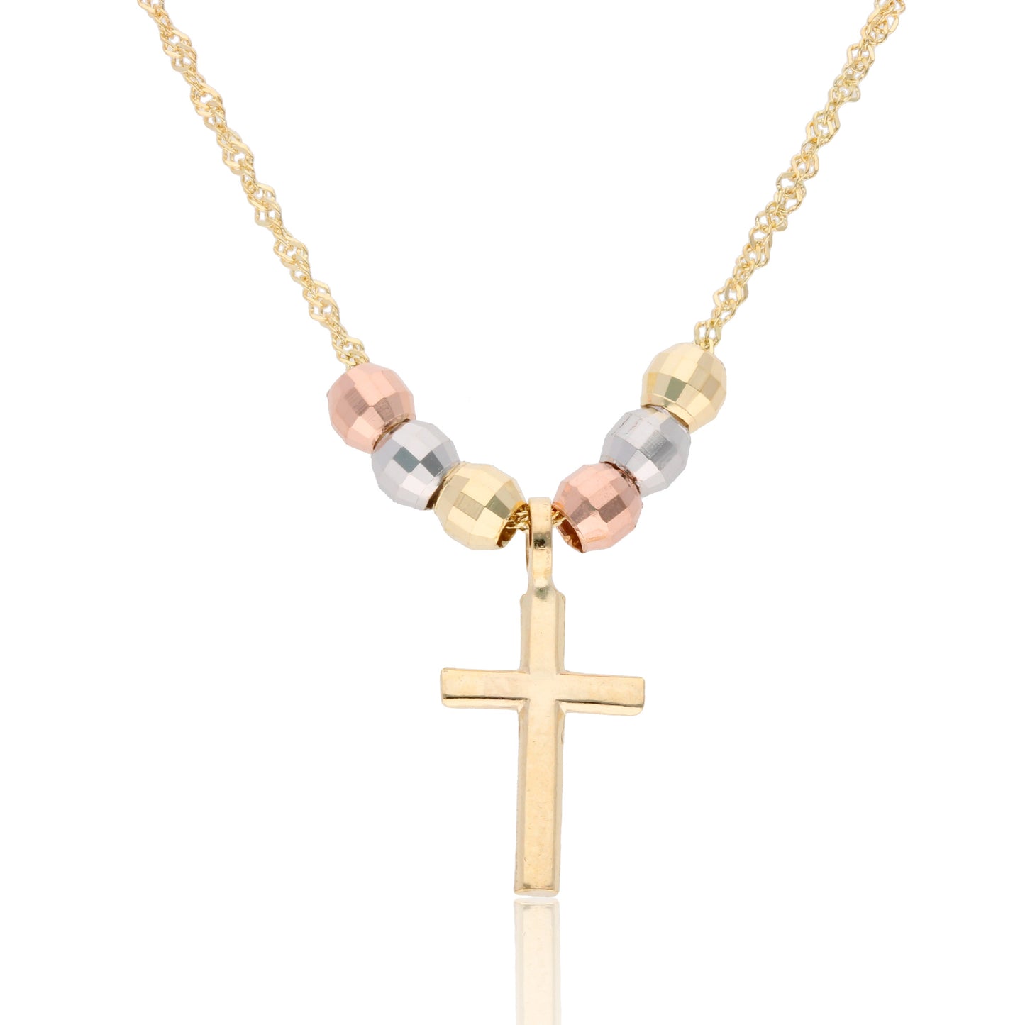 Gargantilla Oro 14 Kilates Cruz Esferas Semanario