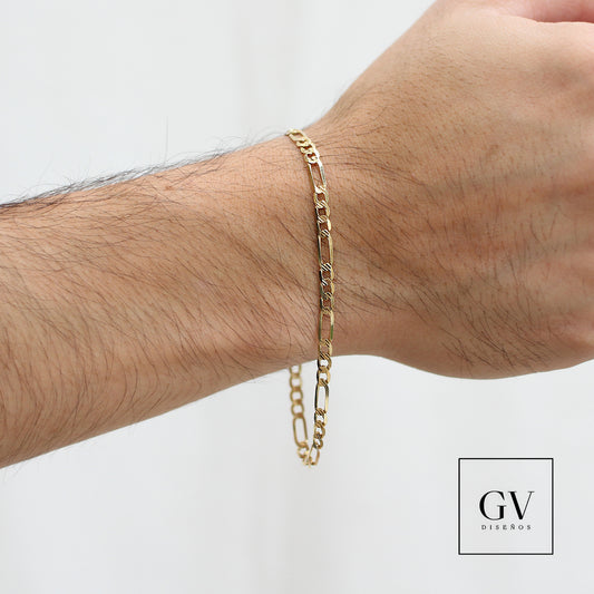 Pulso Estilo Figaro 4 mm Oro Italiano 14 Kilates