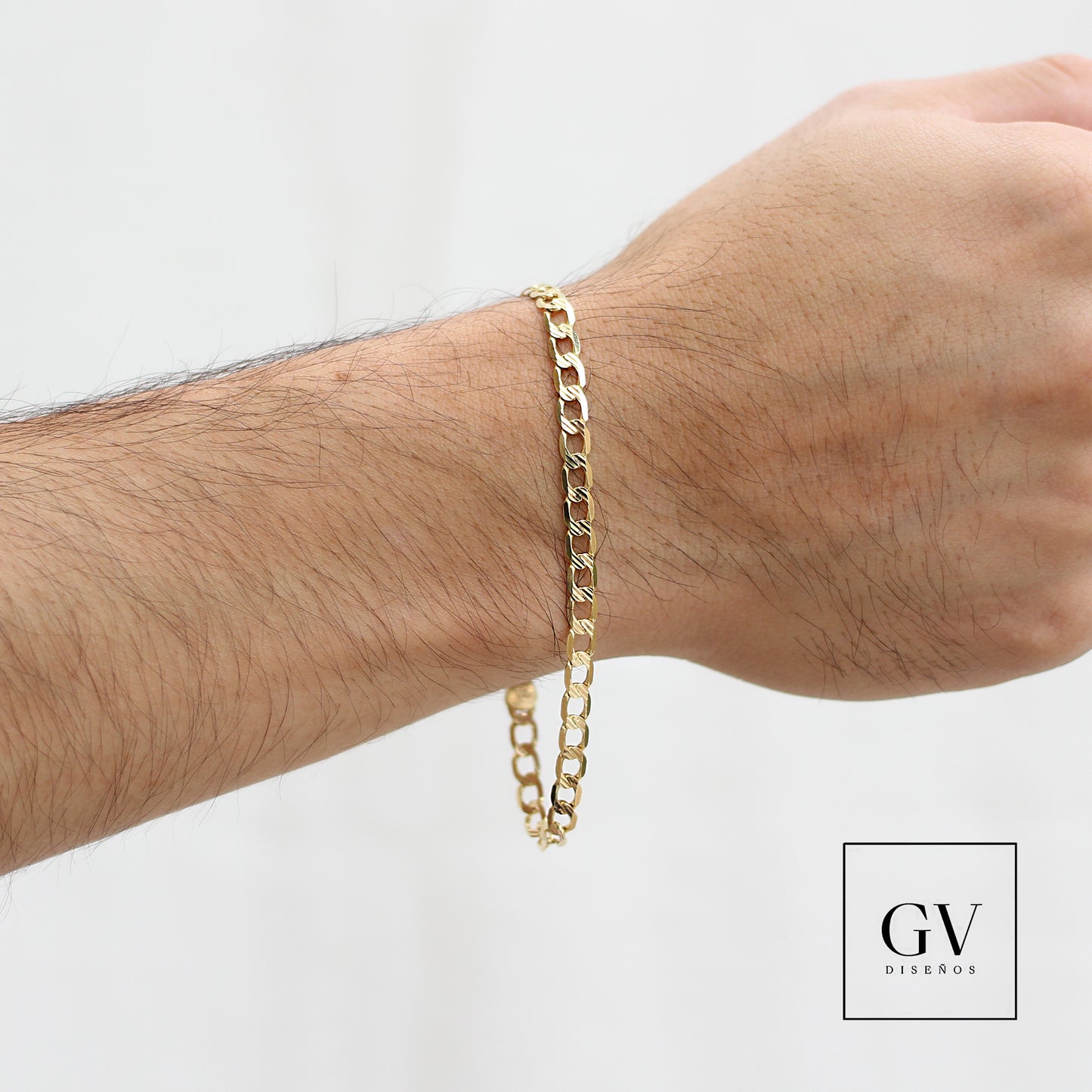 Pulso Barbado Italiano de Oro Amarillo 14 Kilates