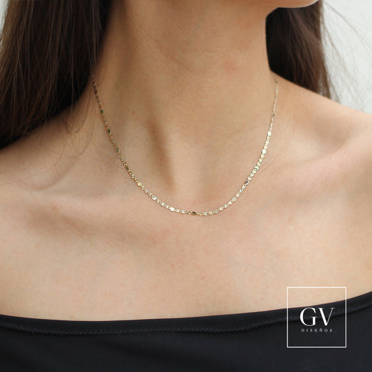 Cadena De Oro Italiano 14 Kilates Diseño Marinero Espejo 2 MM