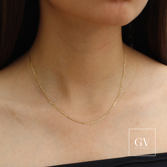 Cadena Cubana Eslabón largo Oro Italiano 14 Kilates Dama 1.5 MM