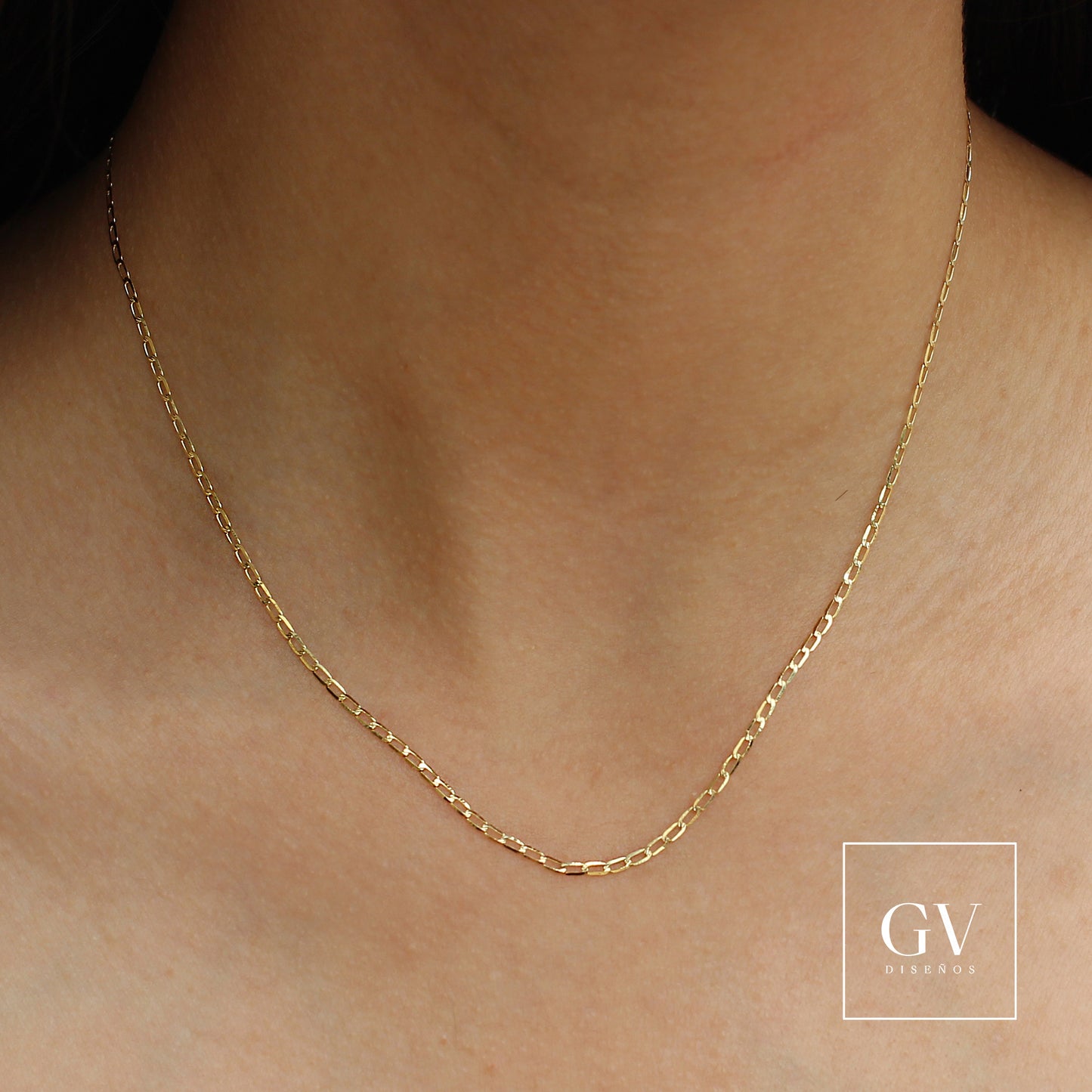 Cadena Cubana Eslabón largo Oro Italiano 14 Kilates Dama 1.5 MM