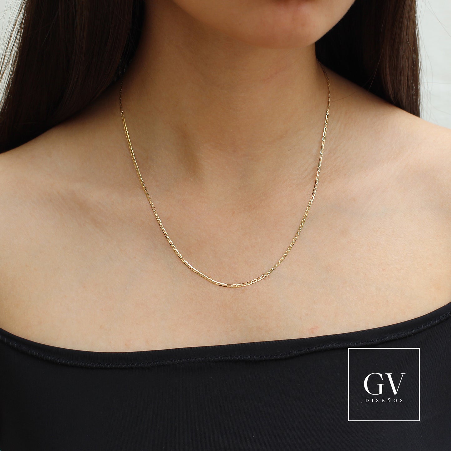 Cadena Cubana Eslabón largo Oro Italiano 14 Kilates Dama 1.5 MM