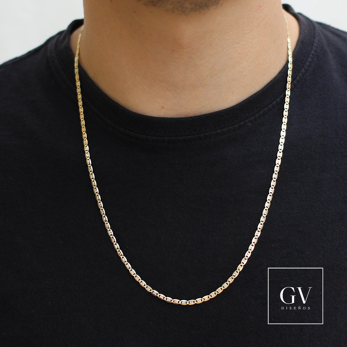 Cadena Estilo Marinero Caballero Oro 14 Kilates 60cm