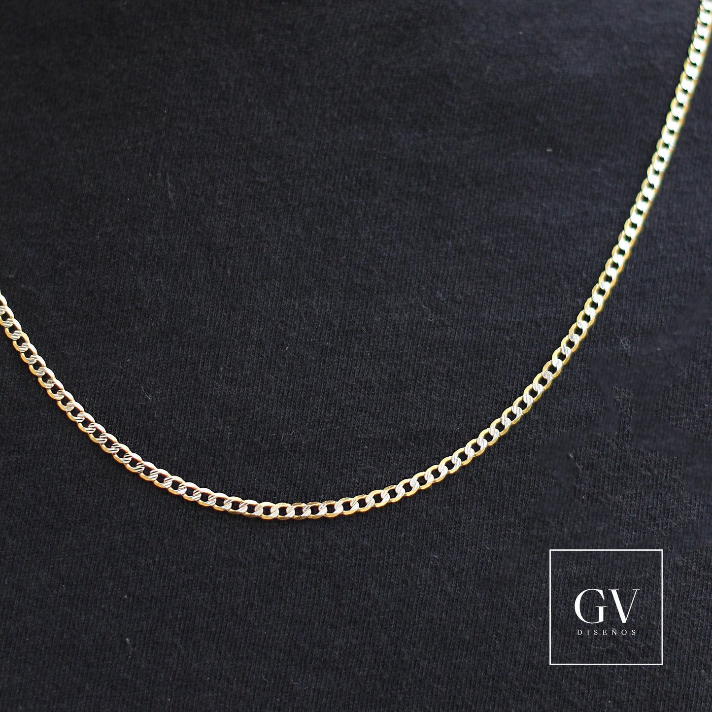 Cadena Barbada Diamantada Oro Italiano 14 Kilates 2.5 mm