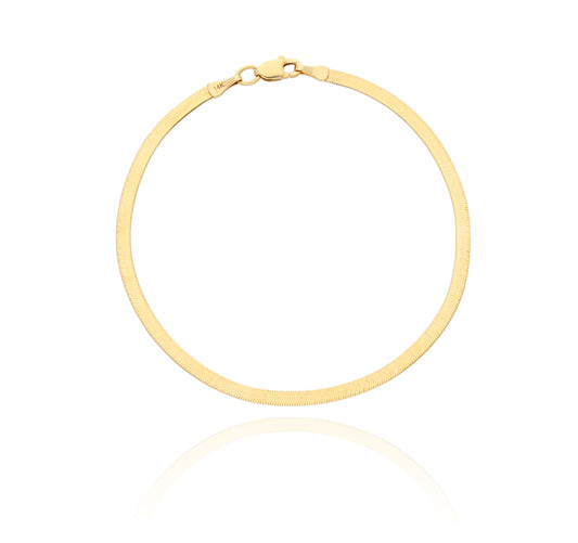 Pulso Panza de Víbora/Serpiente Liso Oro 14 Kilates