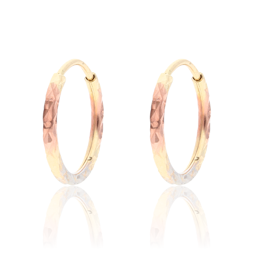 Aretes Arracadas Oro Florentino 14 Kilates 1.8 CM
