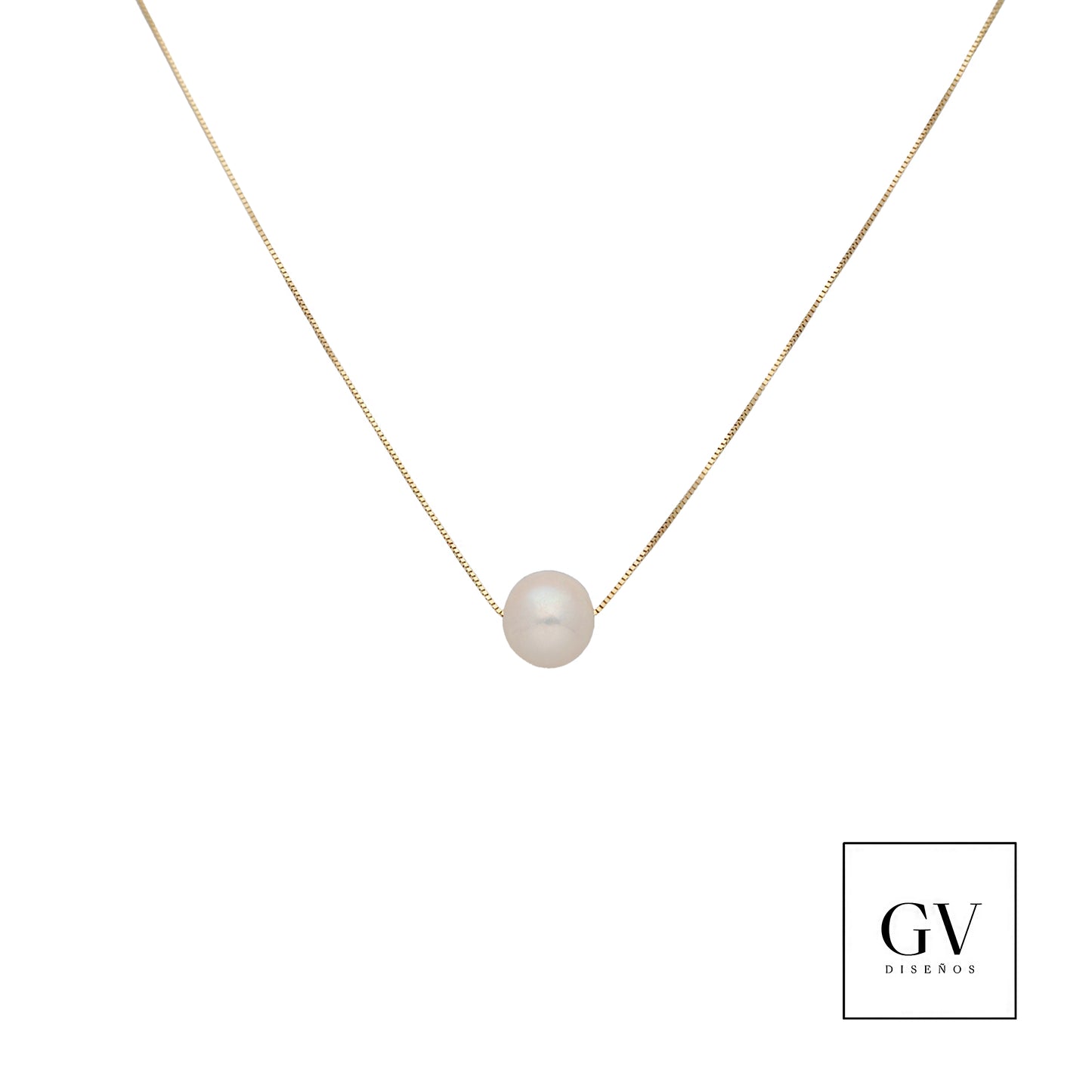 Gargantilla con Perla Natural de Oro 14 Kilates