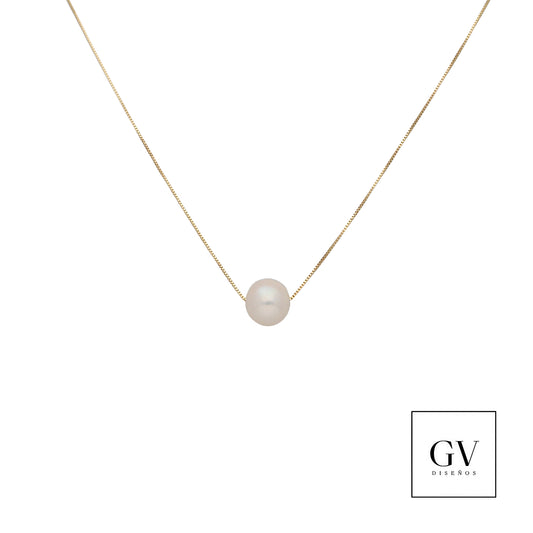 Gargantilla con Perla Natural de Oro 14 Kilates