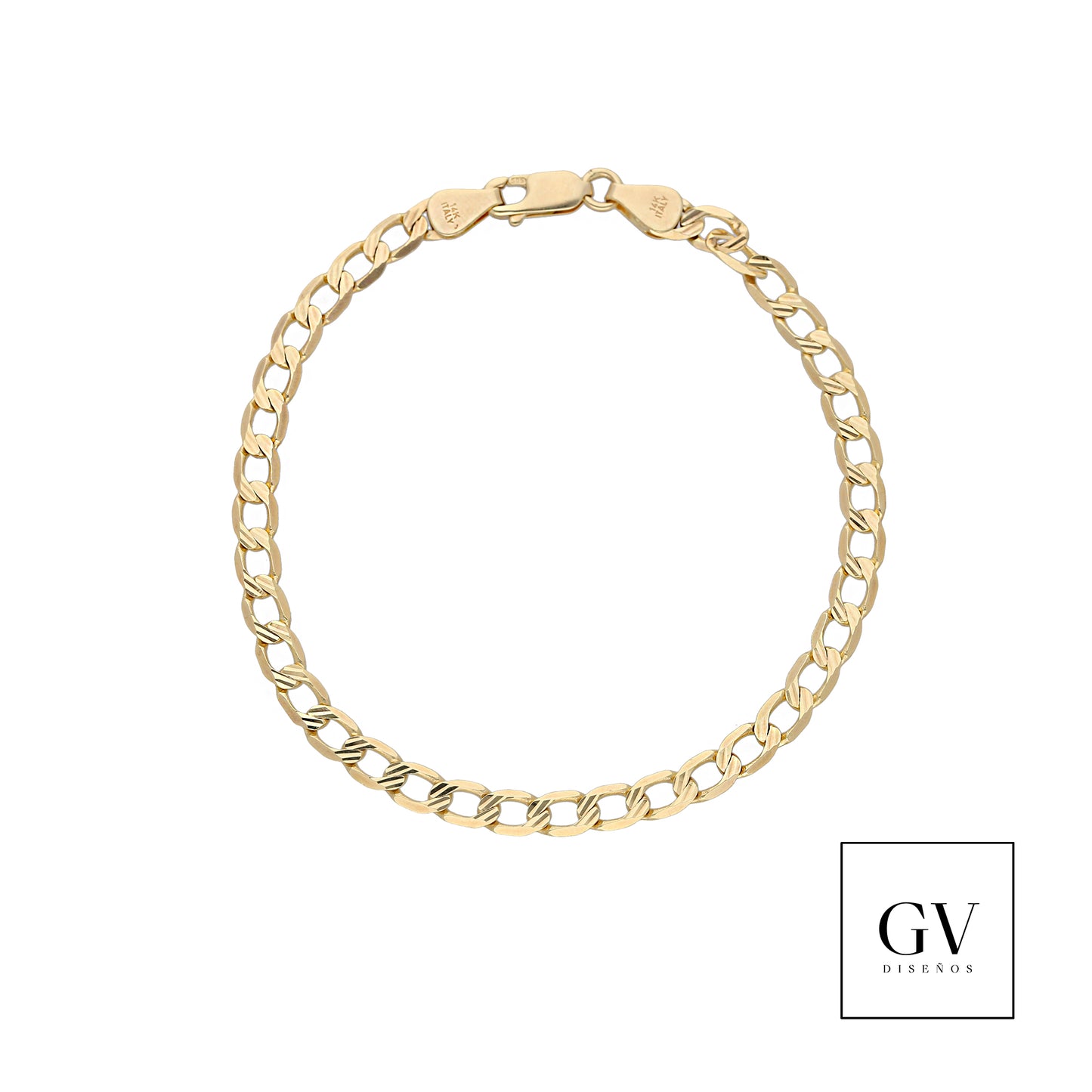 Pulso Barbado Italiano de Oro Amarillo 14 Kilates