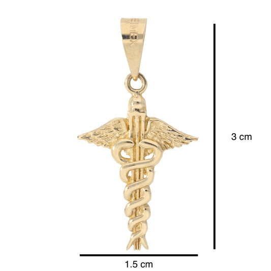 Dije Vara de Esculapio, Simbolo de la medicina Oro 14 Kilates
