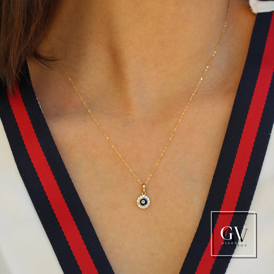 Gargantilla Ojo Turco  Piedras Oro 14 Kilates