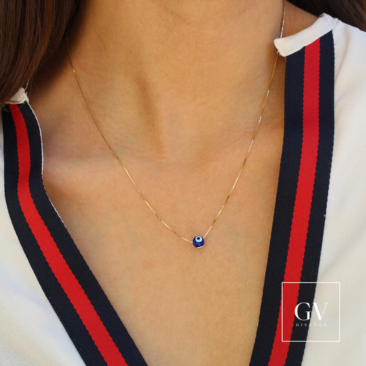 Collar Gargantilla Ojo Turco 14 Kilates