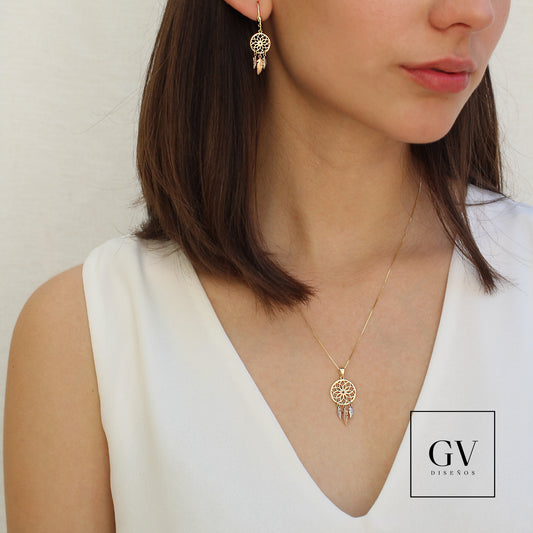 Juego Completo Atrapasueños Oro 14 Kilates