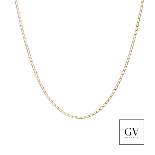 Cadena Cubana Eslabón largo Oro Italiano 14 Kilates Dama 1.5 MM