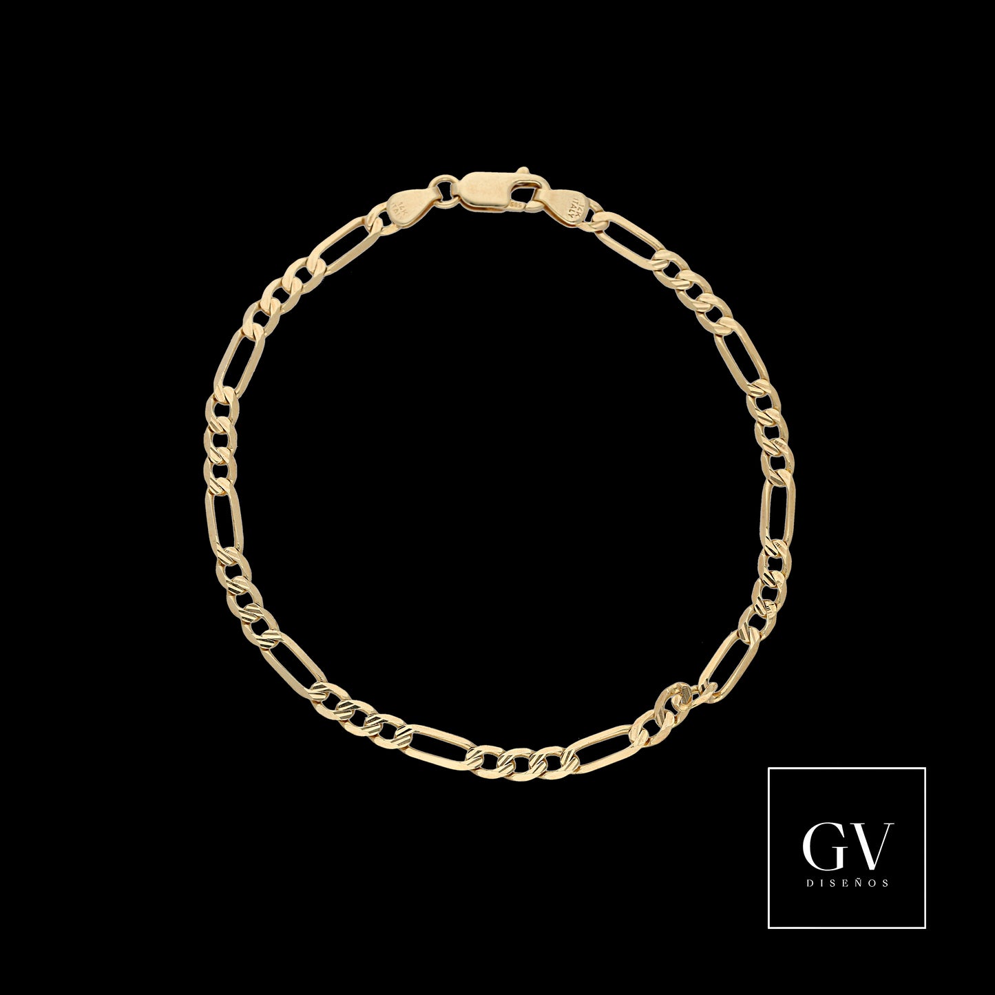 Pulso Estilo Figaro 4 mm Oro Italiano 14 Kilates