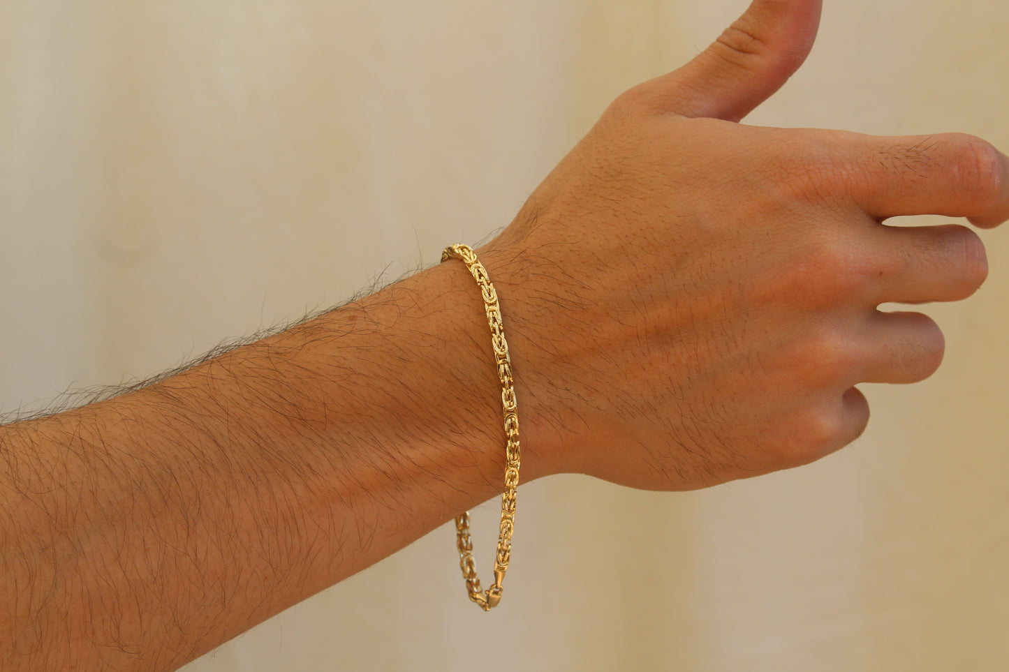 Pulso Vikingo tejido Bizantino Oro 14K 21 CM