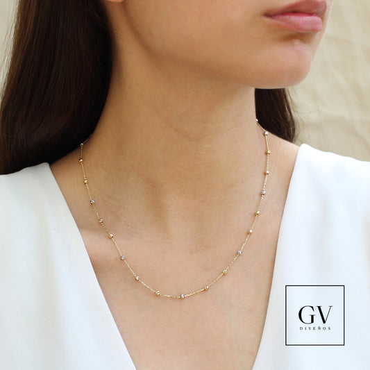 Collar Satélites Oro Florentino de 14 Kilates