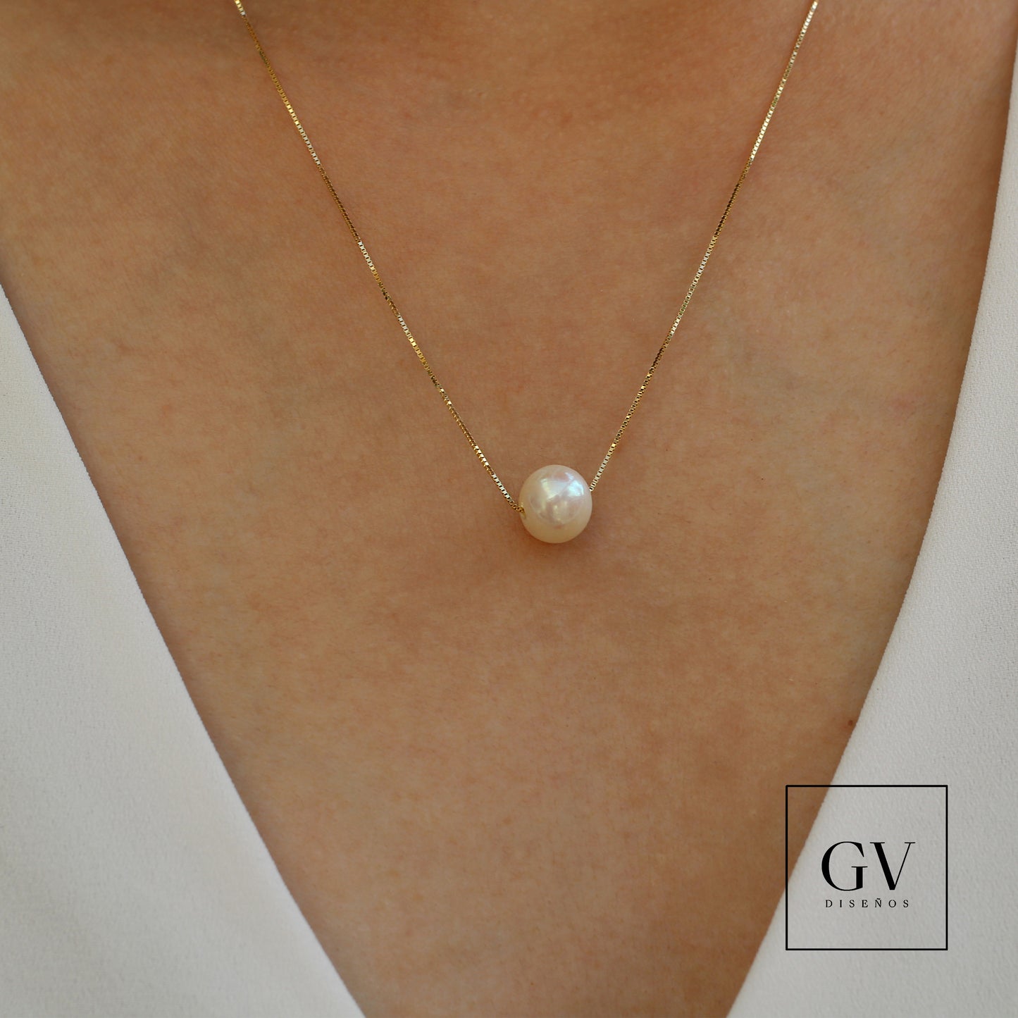 Gargantilla con Perla Natural de Oro 14 Kilates