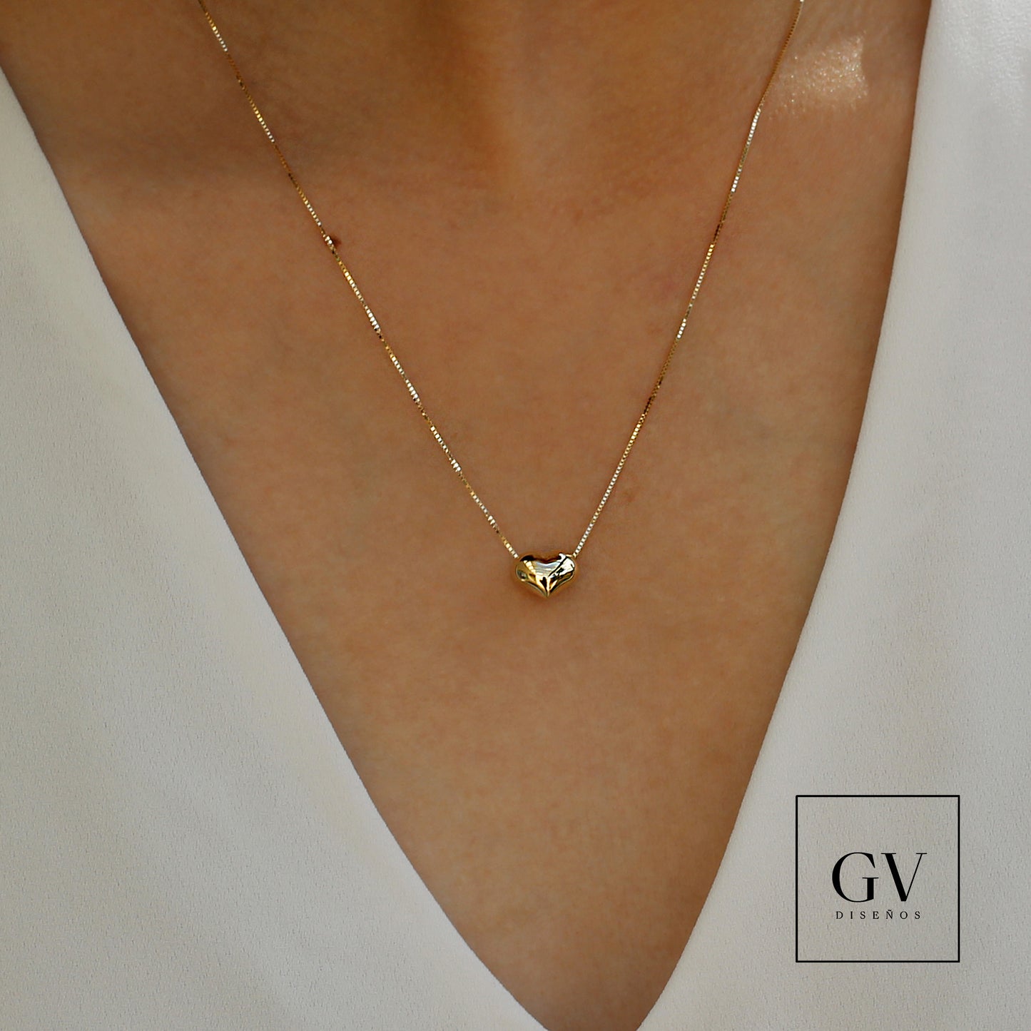 Gargantilla de Corazón Transversal Oro 14 Kilates