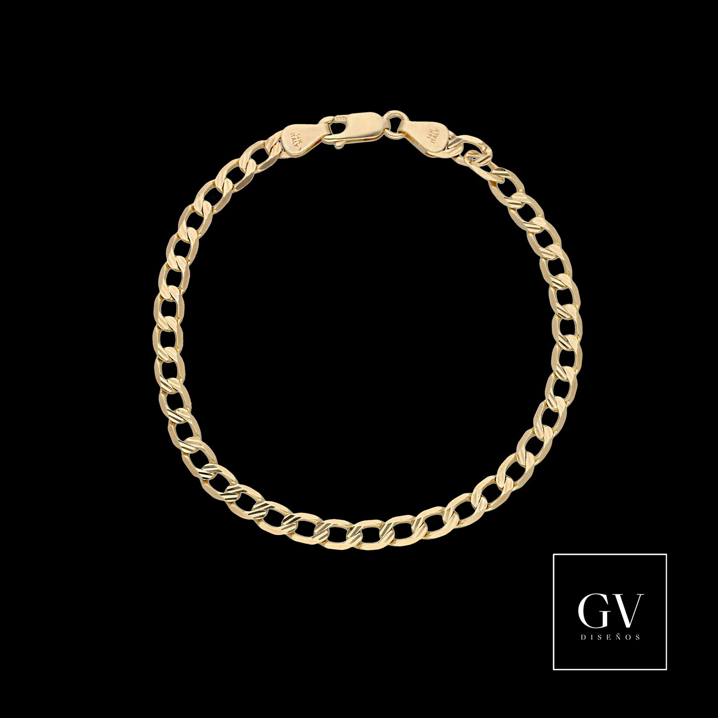 Pulso Barbado Italiano de Oro Amarillo 14 Kilates